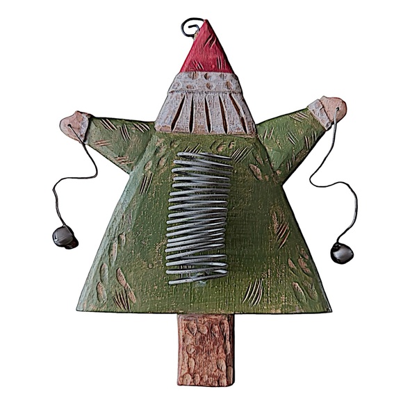 Hand Carved Resin Santa Claus Tree Toper Ornament 8” Whimsical Folk Art - Picture 3 of 4